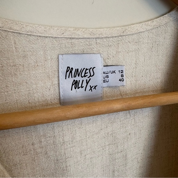 Princess Polly Ragnar Tie Front Linen Blend Coastal Boho Romper size 8 - Picture 3 of 7